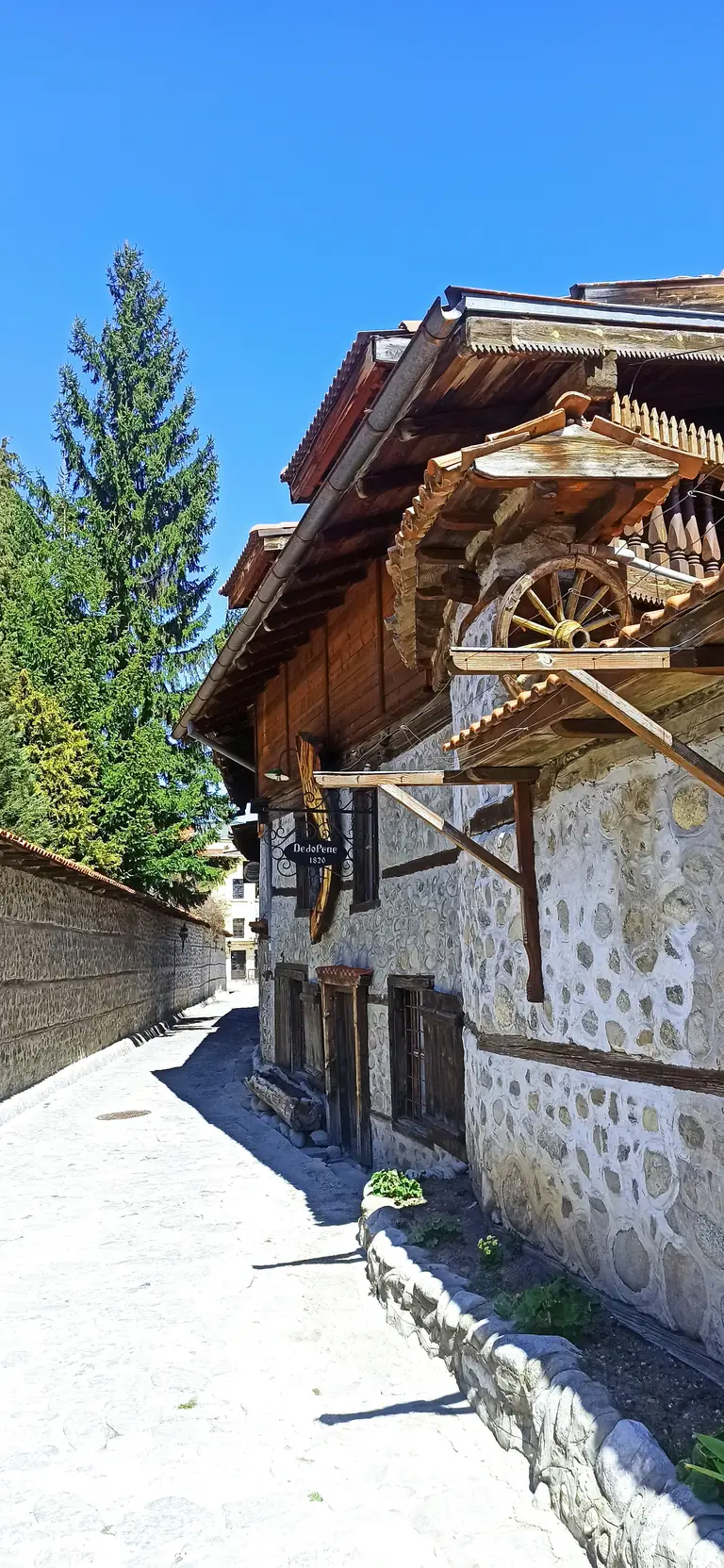A cobbled lane beside Dedo Pene in Bansko’s old town.