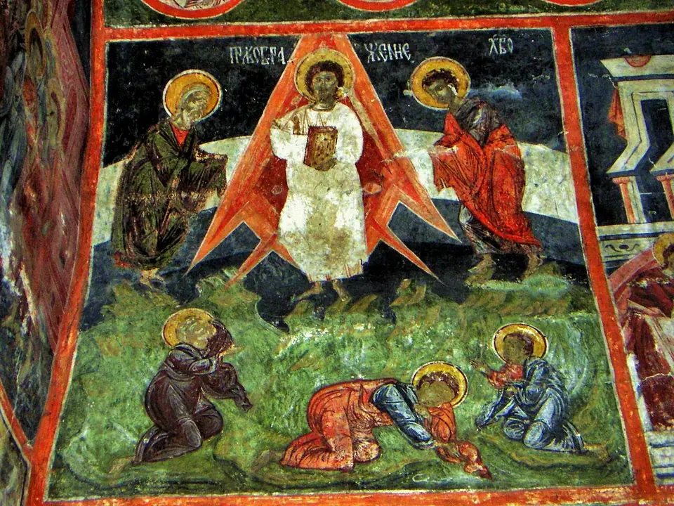 The Transfiguration fresco in Dobarsko’s church of Saints Theodore Tyron and Theodore Stratelates.