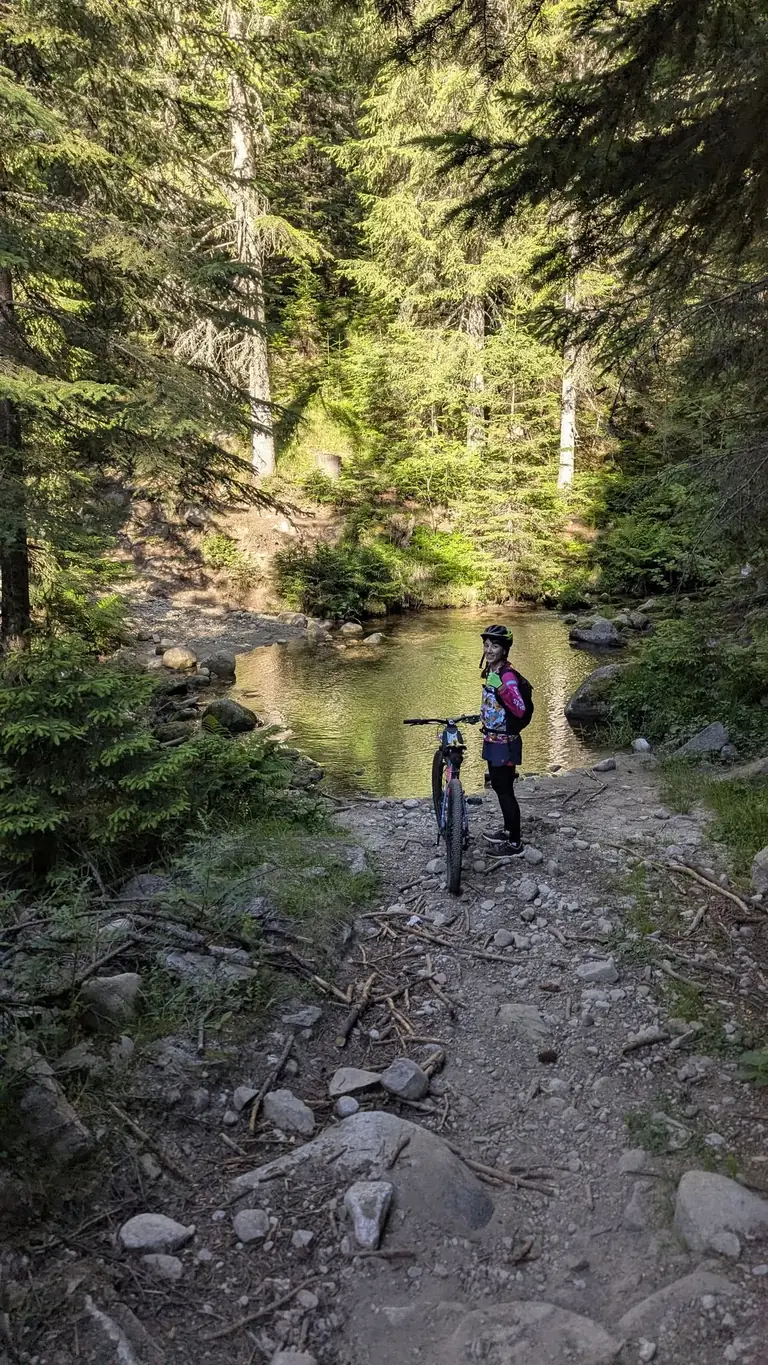 A stream crossing on a bike ride towards Macedonia Hut.